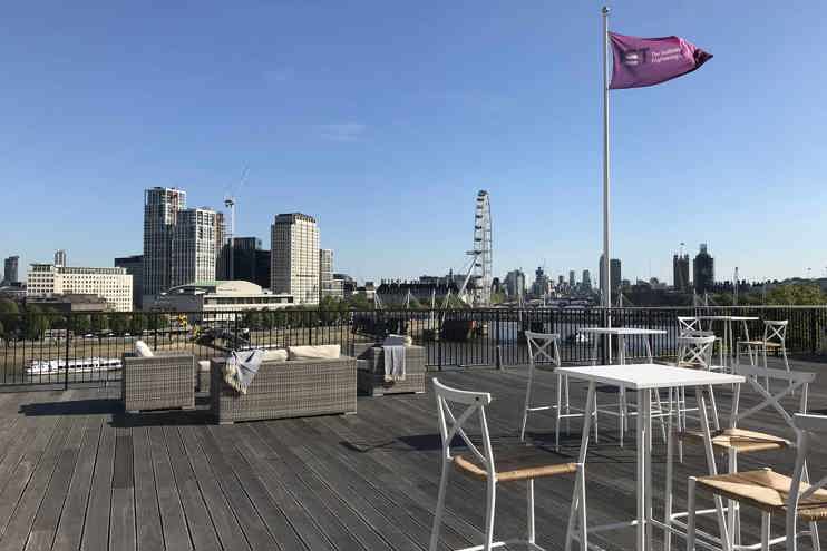 Johnson Roof Terrace with flag