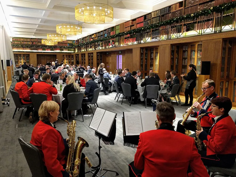 Dinner In The Maxwell Library with a brass quartet