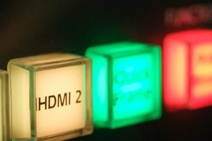 Close up of illuminated technology connection buttons